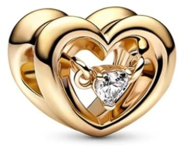 GHMIOU Charms 925 Sterling Silber Charm Anhänger für Armband Charm Bead Pendant für Europäische Armbänder Halsketten Schmuck Geschenk für Damen Frauen (Golden Heart 2)