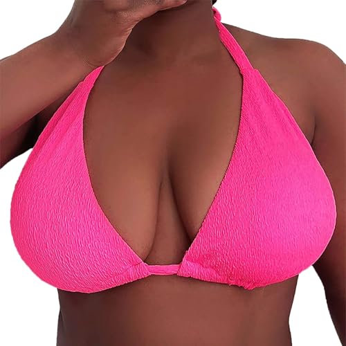 Generico Brassiere Donna Cotone Reggiseno Trasparente Borsa a triangolo Costume da bagno grande senza schienale per bikini da spiaggia taglie forti per Reggiseno Senza Ferretto (Hot Pink, XXL)