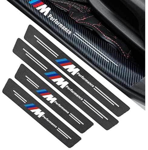 4 Pièces Autocollant De Seuil De Porte Voiture pour BM-W, Fibre De Carbone Film Protecteur De Seuil Accessoires DéCoratifs De Seuil Autocollant De Protection De PéDale De Bienvenue (BM-W)