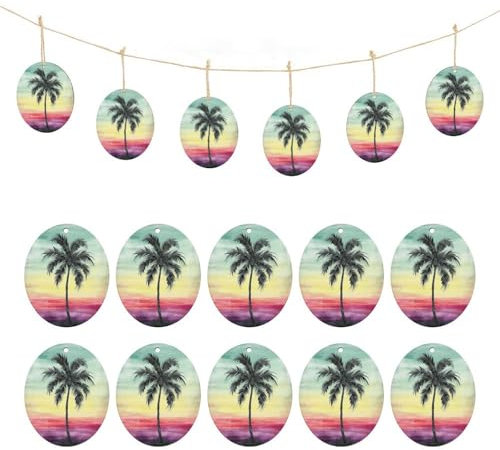 10 Stück Holz-Eieranhänger für Ostern, tropische Palme, 1 Druck, Ostern, Holzanhänger, Ostern, Basteln, Geburtstag, Feier, Dekoration, Eier, Dekoration, Tags