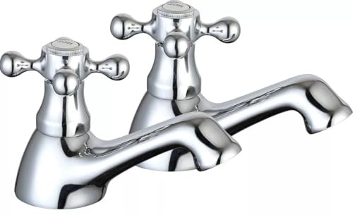 TC Traditional Classic Basin Sink Pillar Taps 2 Hot & Cold Pair Victorian Victoria