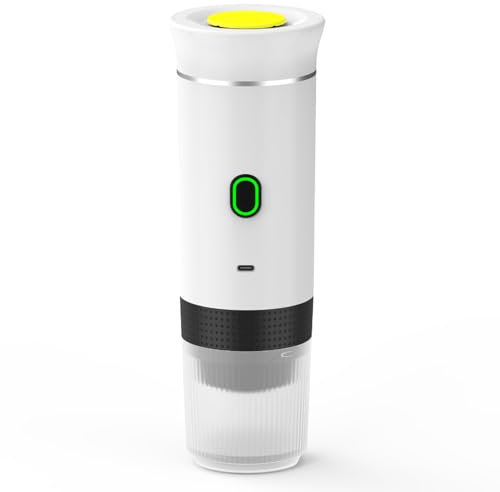 Spalivivre Cafetera portátil 3 en 1, Cafetera Espresso Compatible con Cápsulas Grandes y Pequeñas, Café Molido, Inalámbrica y Con Calentamiento Automático, Para Viajes, Coche, Oficina (Blanca)