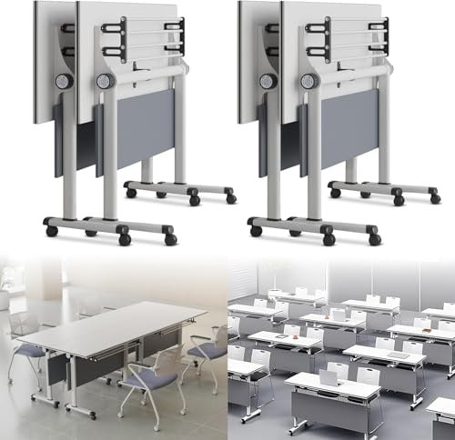 LIUWOPA Klappbarer Konferenztisch, modulare Konferenzraumtische, großer Konferenztisch für 2–10 Personen mit Rollen, moderner rechteckiger Besprechungs-, Seminar- und Schulungsraumtisch