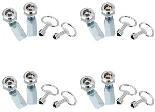 HOMSFOU Box Mit 8 Sets Verteilerkasten Dreikantschloss Schnallenverschluss Schlösser Maschine Multi Stecker Freigeben Retro Schlüssel Behälter Fänger Kabel Silver -aluminium-legierung