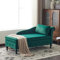 Samt Chaiselongue Sofa mit Stauraum und Kissen, Moderne ergonomische Couch für Wohnzimmer, Schlafzimmer oder Büro, Grün