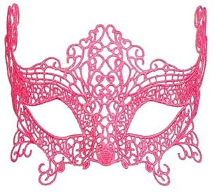 LP Divertissements Masque Loup Neon Fluo Rose en Dentelle Luxe