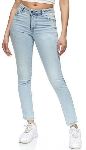 REPUBLIX Damen Destroyed Mid Waist Skinny-Fit Stretch Denim Jeans RJ-1003