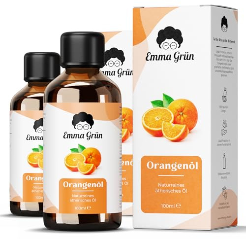 Emma Grün® Orangenöl Ätherisches Öl 2x 100ml [100% NATURREIN] - Duftöl Orange für Raumduft, Aroma Diffuser, Duftlampe - Massageöl, Duftöle Kerzenherstellung & Seife - Ätherisches Orangenöl