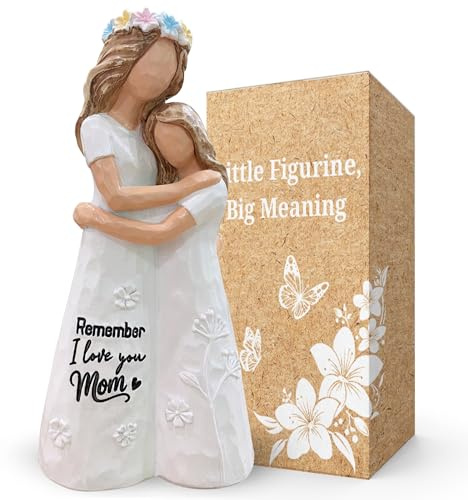 Mother Daughter Figurines, Statue - Christmas Mom Gifts from Daughters - I Love You Mom Gifts for Moms Birthday, Mothers Day - Mother and Daughter Embracing Hand-Painted Resin Sculpture 5.7 inches