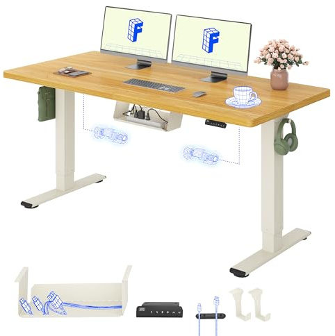 FLEXISPOT Höhenverstellbarer Schreibtisch elektrisch, Doppelmotor 160x80 cm | 25 mm einteilige Tischplatte, Kabelmanagement & Memory-Funktion,ergonomischer Büro-&Computertisch,elektrisch höhenverstellbar