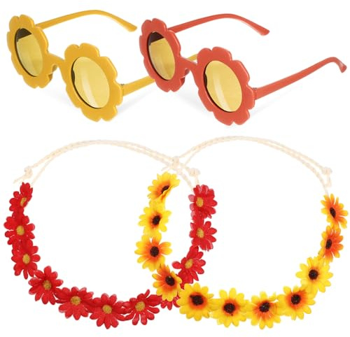 PRETYZOOM Sonnenblumen im Boho Stil aus Kunststoff Leichtes Stirnband Kranz Widerstandsfähig gegen Verblassen Sonnenblumenkopf für Sommerurlaub Party und Hochzeit