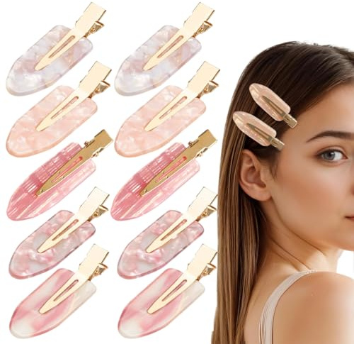 10 Stücke Keine Knitter Haarklammer, Nahtlose Haarspange, Haarspangen zum Schminken, Friseur Haarnadeln für Haarstyling, Make Up, Rosa