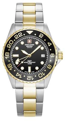 Swiss Alpine Military Herren-Armbanduhr GMT Analog Quarz 7052 Edelstahl