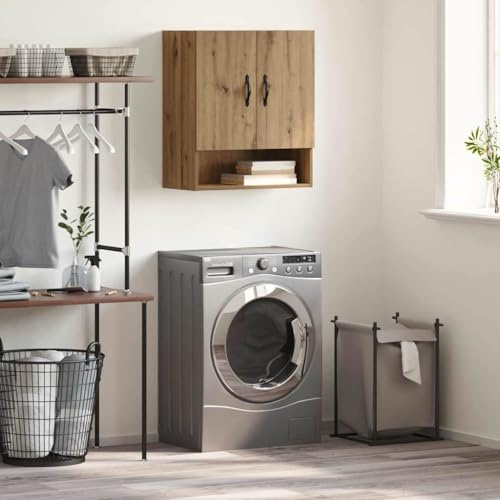 Hoopleep Armoire murale, en chêne artisanal, 60 x 31 x 70 cm, en matériau dérivé, avec 3 étagères, montage mural, pour cuisine, chambre à coucher, design moderne