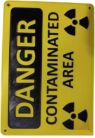 Bortivier Panneau de Danger pour Zone Contaminée par Rayonnement Nucléaire/Danger – Panneau Fantaisie Jaune