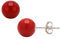 Ohrstecker Stecker aus Bambus-Koralle Kugel 8mm & 925 Silber Ohrschmuck rot