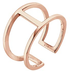 Elli Ring Damen Geo Minimal Trend in 925 Sterling Silber rosé vergoldet