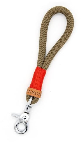 KENSONS for dogs Schlüsselanhänger aus Tau in Grün-Orange | Spiced Olive | Schlüsselband | Lanyard für Männer und Frauen - mit Liebe HANDGEMACHT | Geschenk | Valentinstag | Geburtstag