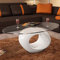 Festnight Table Basse de Salon 115 x 65 x 40cm en Verre avec Pied Blanc laqué