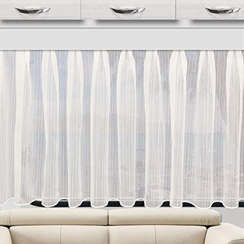 SeGaTeX home fashion Fertiggardine Wohnwagenstore Biella weiß | Höhe 50 bis 80 cm Fertigung nach Maß| Abschluss Unten Zinkband oder Stabsaum