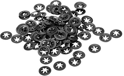 sourcing map 100 Stück M3 Stern Sicherungsscheibe 2.5mm Innendurchm. 9 mm Außendurchm. Innenzahn Sicherungsscheiben Drücken Verriegelung Clip 65Mn Schwarz