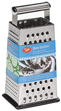 Tala Large Stainless Steel Box Grater with Non Slip Base, Kitchen Essential Tool for Grating, Slicing, Zesting and Shredding All Types of Foods, BPA Free