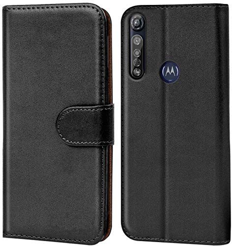 Verco Schutzhülle für Motorola G8 Plus Hülle, Handyhülle für Motorola Moto G8 Plus Tasche PU Leder Flip Case Brieftasche, Schwarz