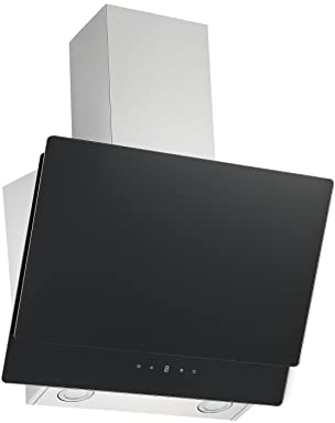 Hotte aspirante Respekta sans tête | Hotte aspirante inclinée 60 cm | Boîtier acier inoxydable avec écran en verre blanc | Fonction d'évacuation et de recyclage de l'air | CH77060SA | A | 53-66 dB