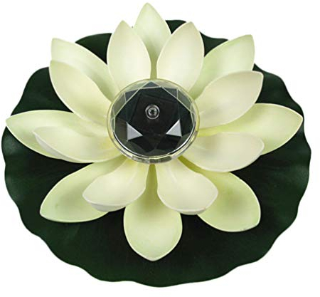 SOLUSTRE LED Solarbetriebene Wasserlaterne Schwimmlaterne Lotus Laterne Künstliche Seerose Lotusblüte Lotusblatt Deko für Pool Teich Garten Hochzeit Party Dekoration Weiß