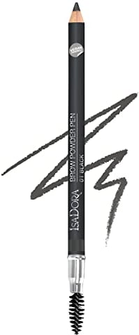 IsaDora Augenbrauenstift - Augenbrauenpuder in Stiftform - dichte & definierte Augenbrauen - Langanhaltendes Ergebnis - Mit Augenbrauenbürste - Augenbrauenstift Härchenzeichnung - Brow Pencil Schwarz