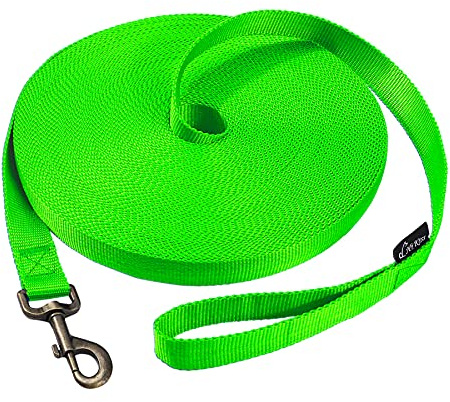 HIKISS Lange Hundeleine, Gehorsamkeitstraining, Agility-Leine mit verdicktem Material für große Hunde, erhältlich in 4,5 m, 6 m, 9 m, 15 m, 30,5 m, Trainingsleine, Grün, 15 m