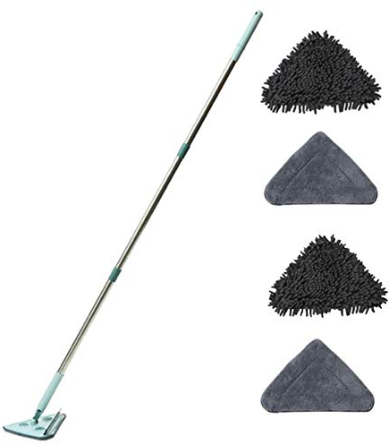 MEYENG Mopa Triangular, Extensible, Rotación de 360°, Multifunción, Suelos y Paredes, Fregona de Polvo, Mango Telescópico, Azul