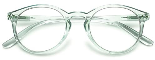 KOOSUFA Mode Anti Blaulicht Lesebrille Federscharnier Damen Herren Runde Lesehilfen Sehhilfe Anti Müdigkeit Brille 1.0 1.25 1.5 1.75 2.0 2.25 2.5 2.75 3.0 3.5 4.0 (1x Durchsichtig Blau, 2.75)