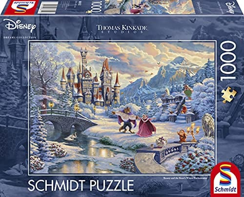 Schmidt Spiele | Thomas Kinkade: Disney Beauty & the Beast Winter Enchantment 2021 edition (1000pc) | Puzzle | Ages 12+