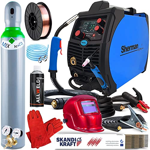 DIGIMIG 220 LCD - 200A MIG MAG Schweissgerät mit Synergie - WIG Lift, Fülldraht - Punktschweißen, Lötschweißen - Job-Speicher, Fan-Stop - Kohlenstoffstahl, Aluminium - IGBT - Set: ProfessionalPlus