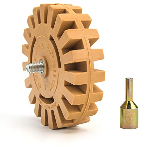 Professional Extra Thick 25mm Decal Removal Eraser Wheel 10cm Dia Toffee Wheel Rubber Eraser with Power Drill Adapter Removing Pinstripes Stickers Labels Adhesives, Decals from Cars RVs Boats