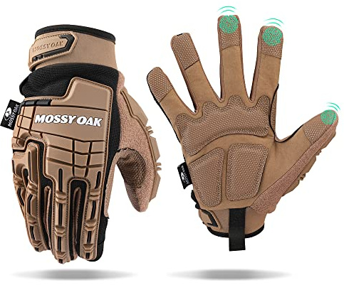 Mossy Oak Men's Touchscreen Motorcycle Gloves - Tactical, Airsoft, Cycling, Hiking, Hunting Gloves with Rubber Guard