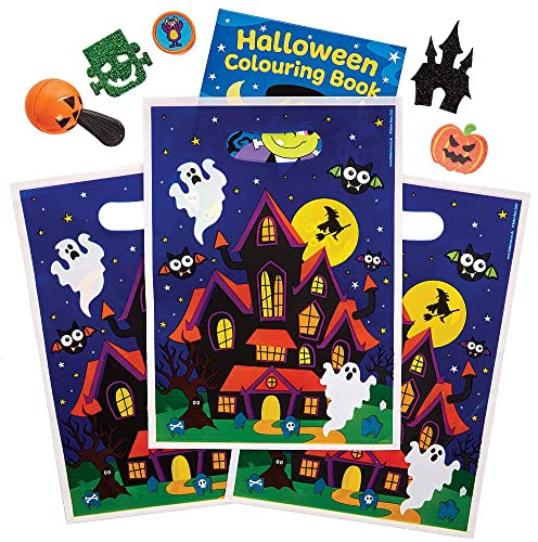 Baker Ross FX225 Halloween Party Loot Bags - Pack of 10, Kids Party Loot Bags for Party Bag Fillers, Matching Halloween Partyware, Tableware and Decorations, Party Loot Bags