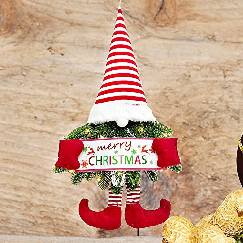 Weihnachtswichtel Figuren mit LED, Wichtel Figuren Weihnachten Licht, Adventskranz Deko Set, Weihnachtsdeko Amerikanisch Tür, Weihnachtsbaum Deko Kamin Basteln Nikolaus Kranz Weihnachten Batterie (B)