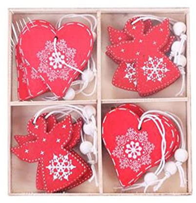 TianWlio Weihnachtsdekoration Eine Schachtel mit 12 roten und weißen Weihnachtsschmuck im Schrank Blumenampel Schwarz Plastik