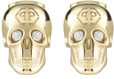 Philipp Plein Damen Ohrringe Ohrstecker Gold Edelstahl 3D SKULL, Größe: ca. 1,2 x 0,75 cm, PJ3AA03EU
