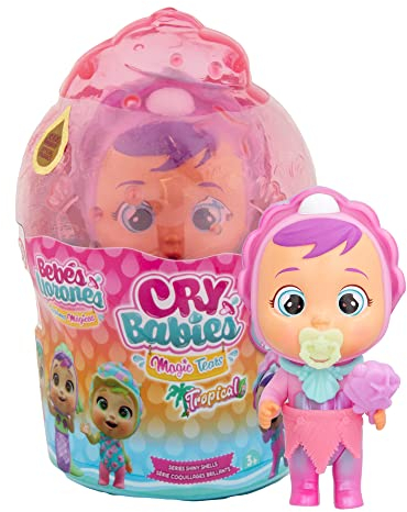 Cry Babies Magic TEARS Tropical Shiny Shells Coraline | Sammelpuppe, die schäumende Tränen weint, mit 8 Zubehörteilen – Spielzeug für Mädchen und Jungen +3 Jahre