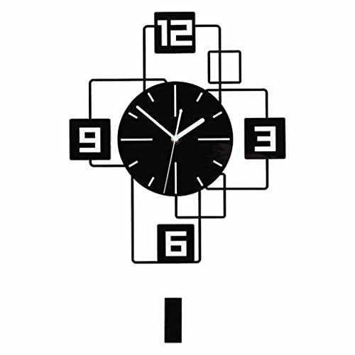 ADITAM HZH Design Orologio Quadrato Altalena Grande Soggiorno Decorazione Domestica Orologio Muto (Color : Black, Size : 54CM) Double the comfort