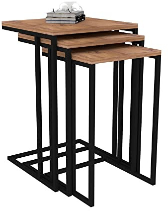 WELL HOME MOBILIARIO & DECORACIÓN nesttische, Melamin, Braun/schwarz, 40x61,8x40