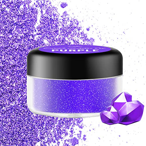 Essbarer Glitzer - 10g Essbarer Glitzerpulver Schimmer Glitzerstaub für Getränke, Kuchen, Lebensmittel - Metallisch Glitzerpuder Lebensmittelfarbe Pulver zum Cocktails, Wein, Fondant, Keksen (Lila)