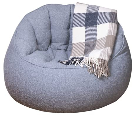 daazoo Elephant Living - Bouclé Sessel in Grau - Flauschiger Premium Sitzsack mit Lehne - Hochwertige Verarbeitung mit luxuriösem Bouclé-Stoff - Ja, er ist so bequem wie er aussieht !