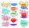FINGERINSPIRE Tea Cups Flowers Painting Stencil 21x29.7cm Reusable Afternoon Teacup Drawing Template Floral Plant Pattern Template for Painting on Scrapbook Fabric Floor Furniture Wood