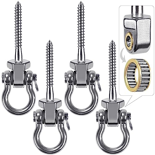 Benelabel 4 pezzi Vite di Fissaggio 12.7cm Appendino per Amaca, Kit di Montaggio Girevole in Acciaio Inox Se per Interni All'Aperto Parco Giochi Sedia Yoga Corda Sacco da Boxe Sacco di Sabbia, 1500lbs