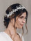 IYOU Cristal Mariée Vignes de Cheveux Feuille Argent Mariage Bandeau Perle Fleur Mariée Demoiselle D'honneur Accessoires pour Cheveux pour Femmes