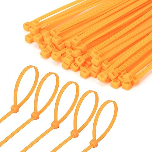 Armpow 1000 Stück Kabelbinder, 18 kg Stärke, kleine Kabelwickel, selbstsichernde Nylon-Kabelbinder für den Innen- und Außenbereich (20,3 cm, Orange)